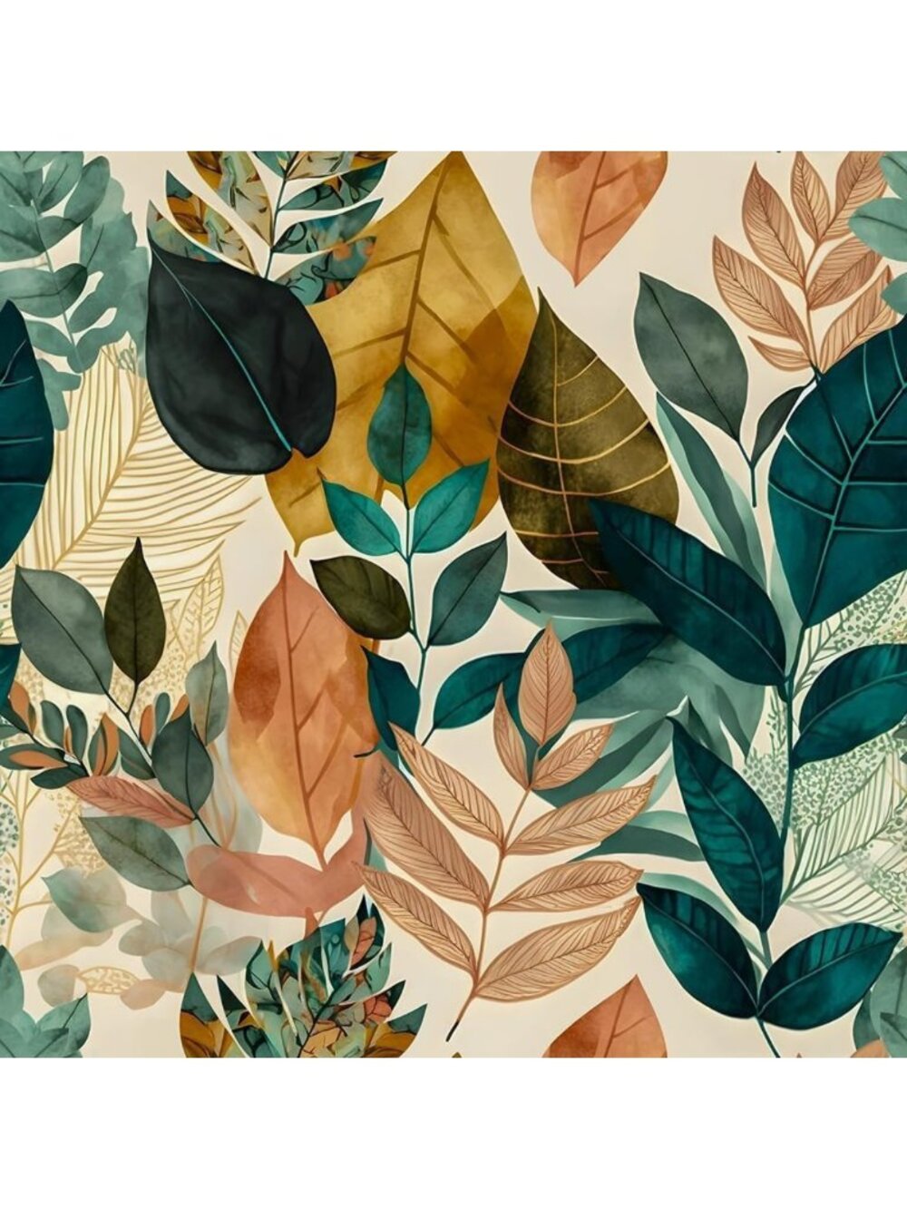 Boho Vintage Leaf Peel and Stick Wallpaper - Removable Self-Adhesive Wall Decor